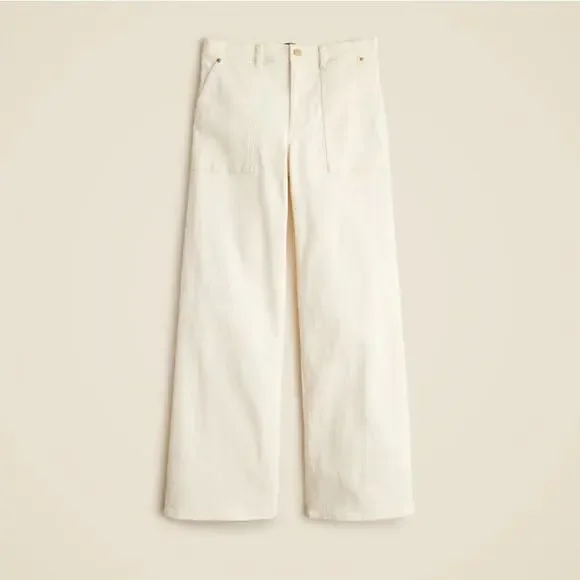 J. Crew Women's High Rise Camp-Pocket Wide-Leg Jean CH917 Ecru Wash Size 26 NWT - Picture 3 of 4